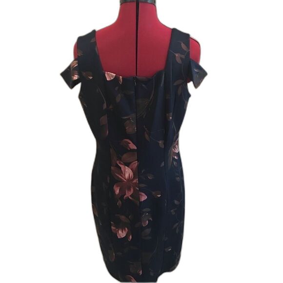 Alexa B Nites Dress Women’s Size 10P & 14P Blue Floral Cold Shoulder NWT - Picture 4 of 14